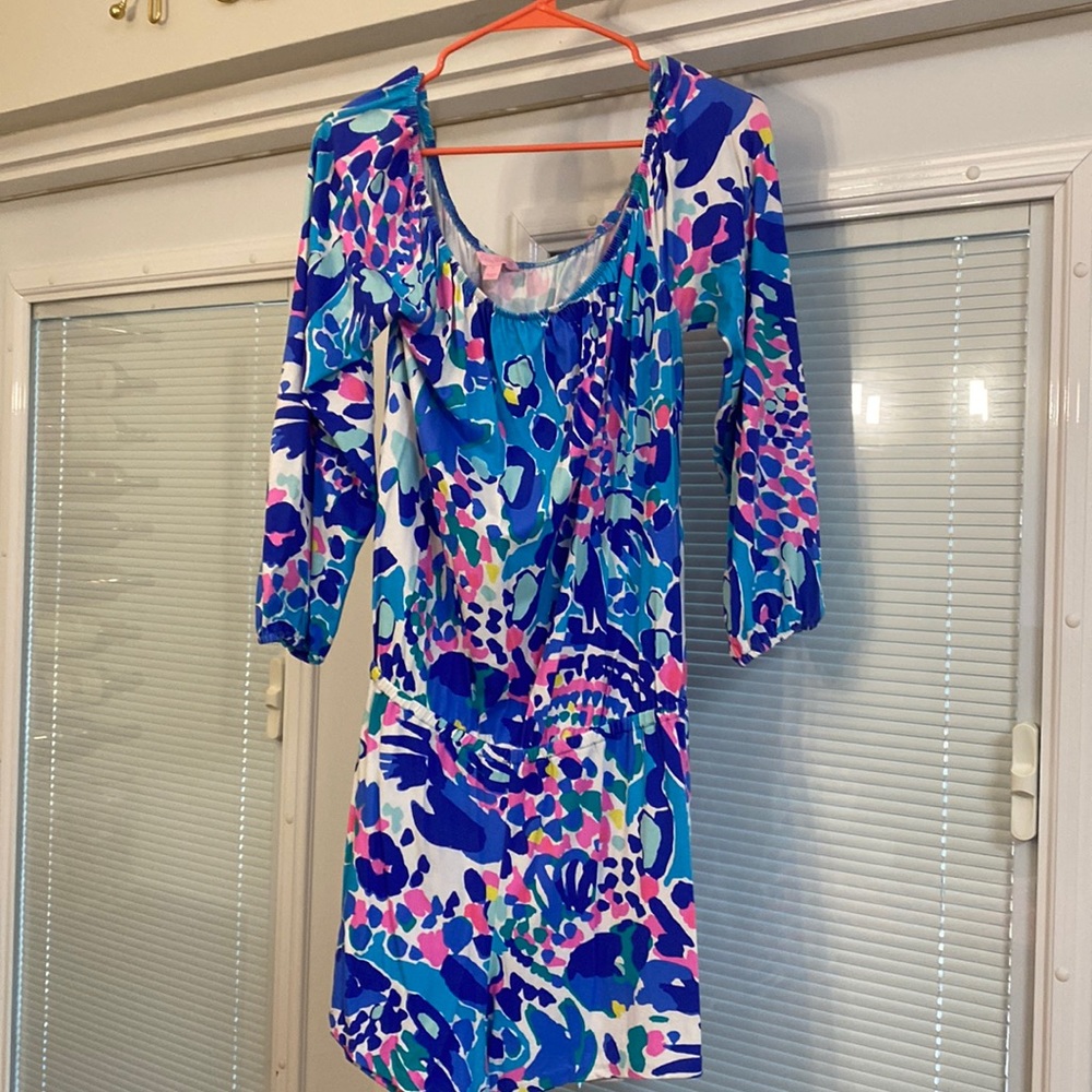 Lilly Pulitzer off the should romper size large